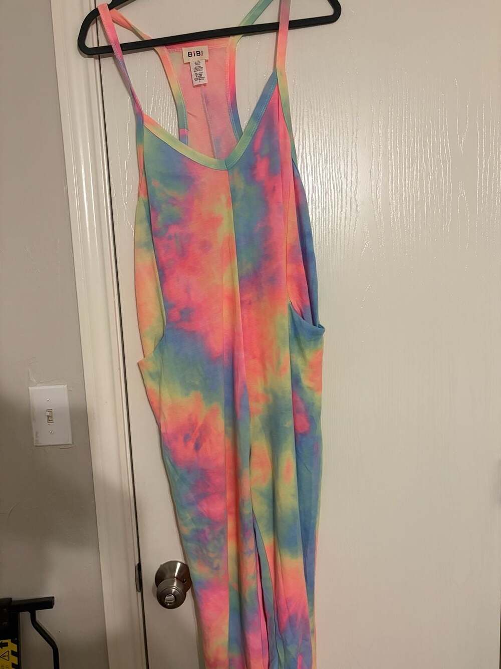 BiBi Tie Dye Jumpsuit Size L Multicolor Tank Pockets